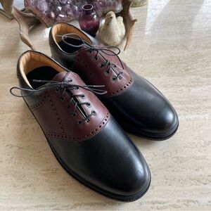 NEW Black & brown leather Nordstrom Golf oxfords men’s size 10.5WW